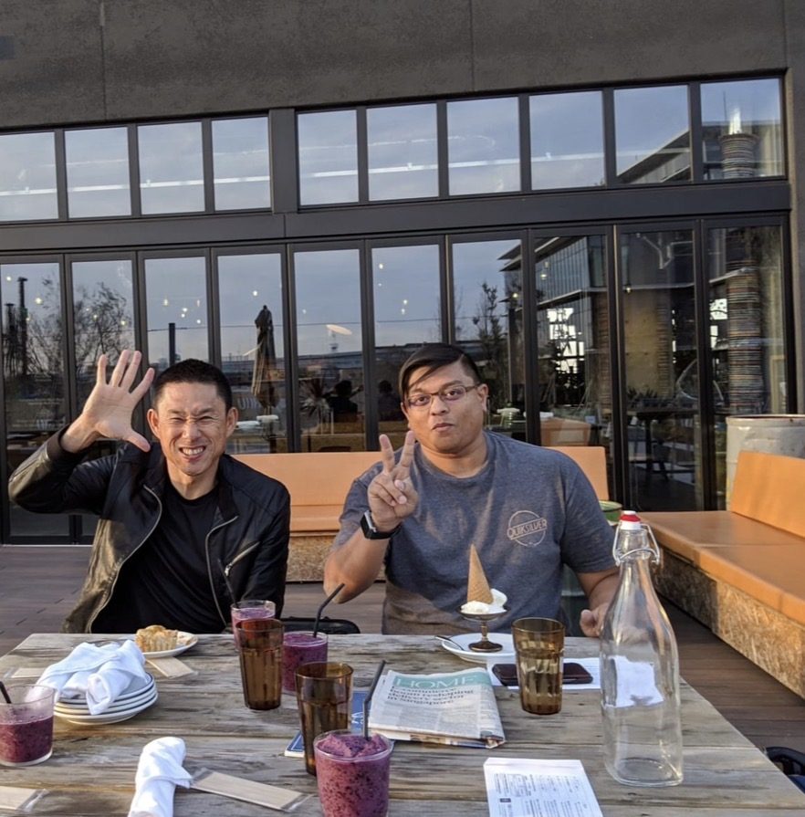 Catching up with a friend over drinks